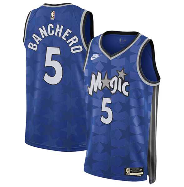 Mens Orlando Magic #5 Paolo Banchero Blue 2023-24 Classic Edition Stitched Basketball Jersey Dzhi->orlando magic->NBA Jersey